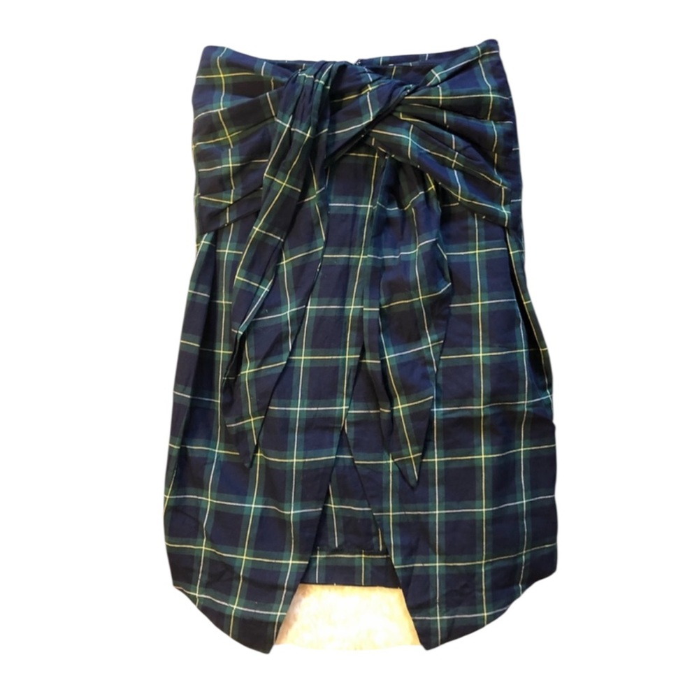 J.O.A. Los Angeles High Waist Plaid Tartan Midi Wrap Tie Pencil Skirt - XS / S - Picture 2 of 16